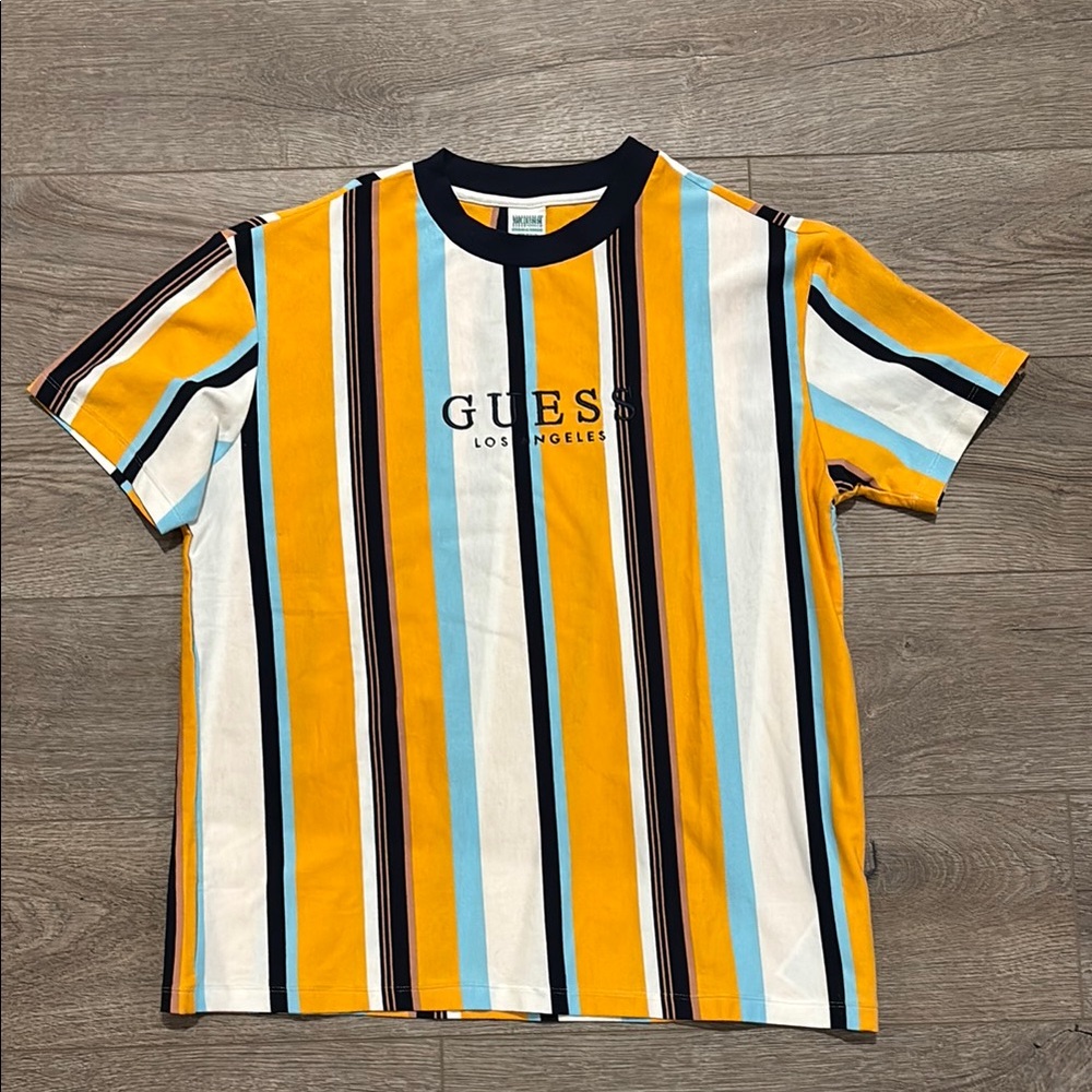 Guess Striped Tee in Yellow and Blue